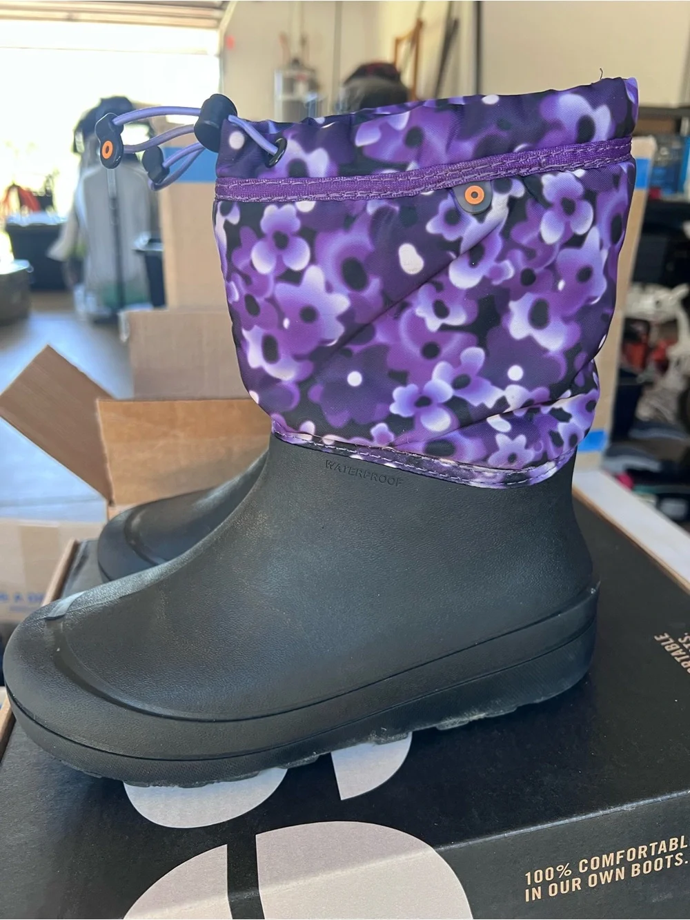 Purple Floral Waterproof BOG Boots